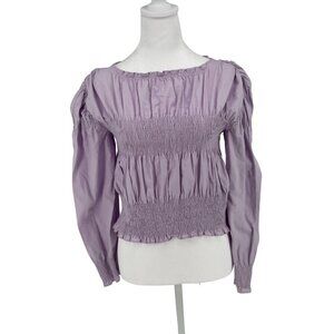 Zara Lilac Smocked Crop Top with Long Sleeves - Size 13-14, Spring, Tweens